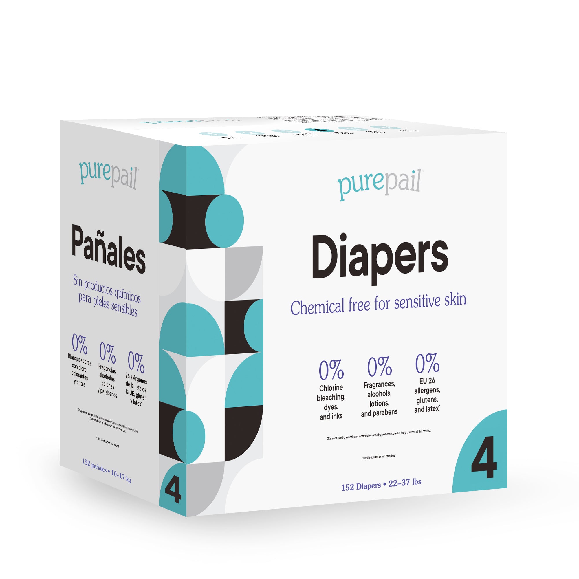 PurePail™ Disposable Diapers with Pure Fit, Size 4, 22-37 lbs, 152 Ct